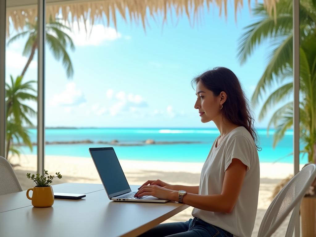 Digital nomad beachside coworking space